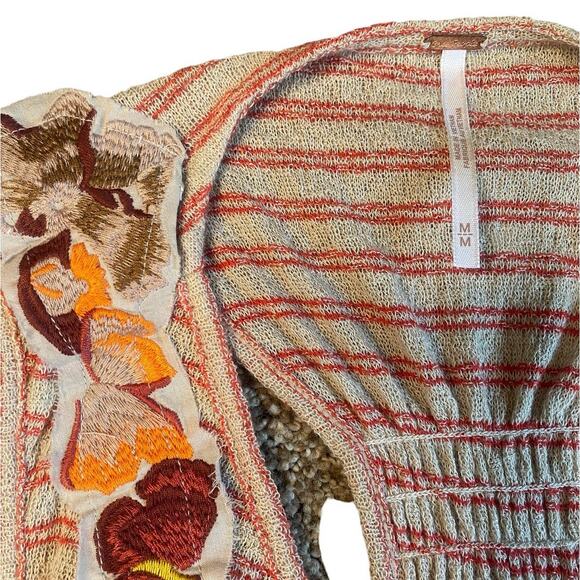 Free People Frida Neutral Embroidered Floral Faux Wrap Tank Medium - Picture 6 of 8